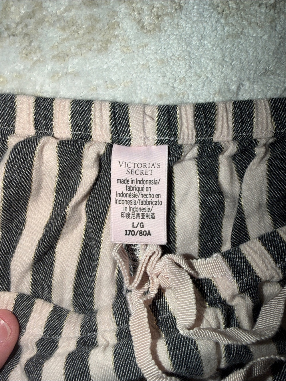 Victoria's Secret Pink & Black Striped Short Sleeve Pajama Set - Picture 5 of 6